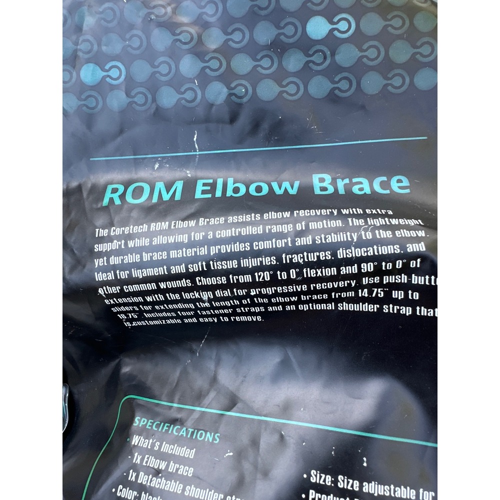 Coretech ROM Elbow Brace Right Arm Vive Health SUP2069BLKR Post Op Recovery Blk - Picture 4 of 8